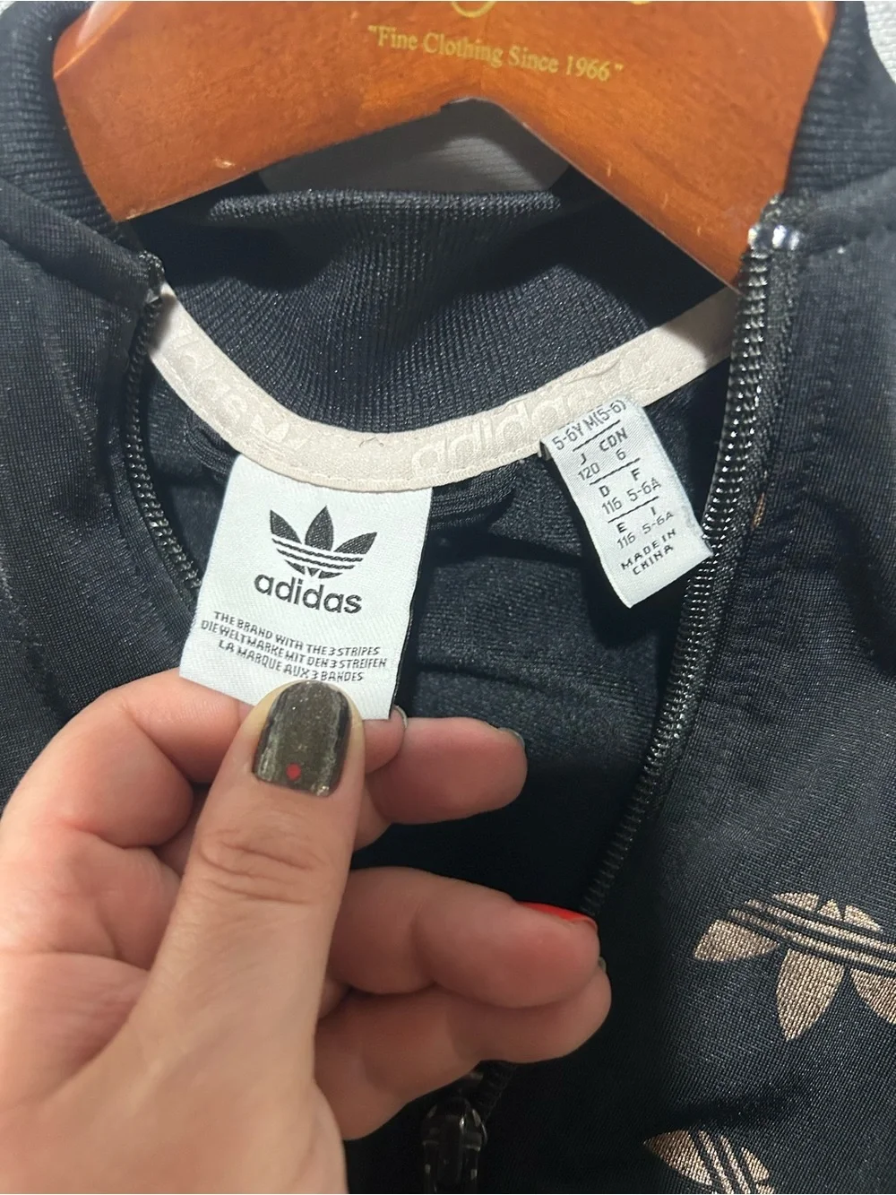 Adidas Originals Toddler Girls Track Jacket Black Rose Gold Trefoil Print 5-6Y